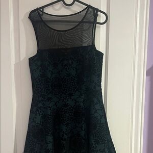 Three Hearts Black and Teal Strapless Dress